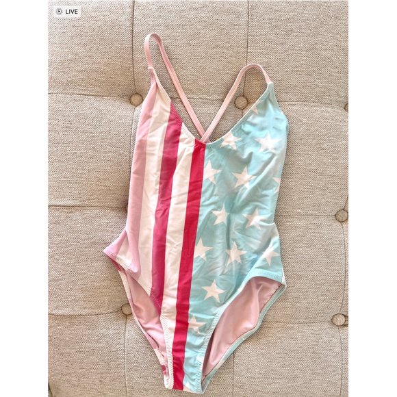 WILDFOX SWIM Rare Vintage American Flag Classic One-Piece from Resort 2013, S - Picture 9 of 16